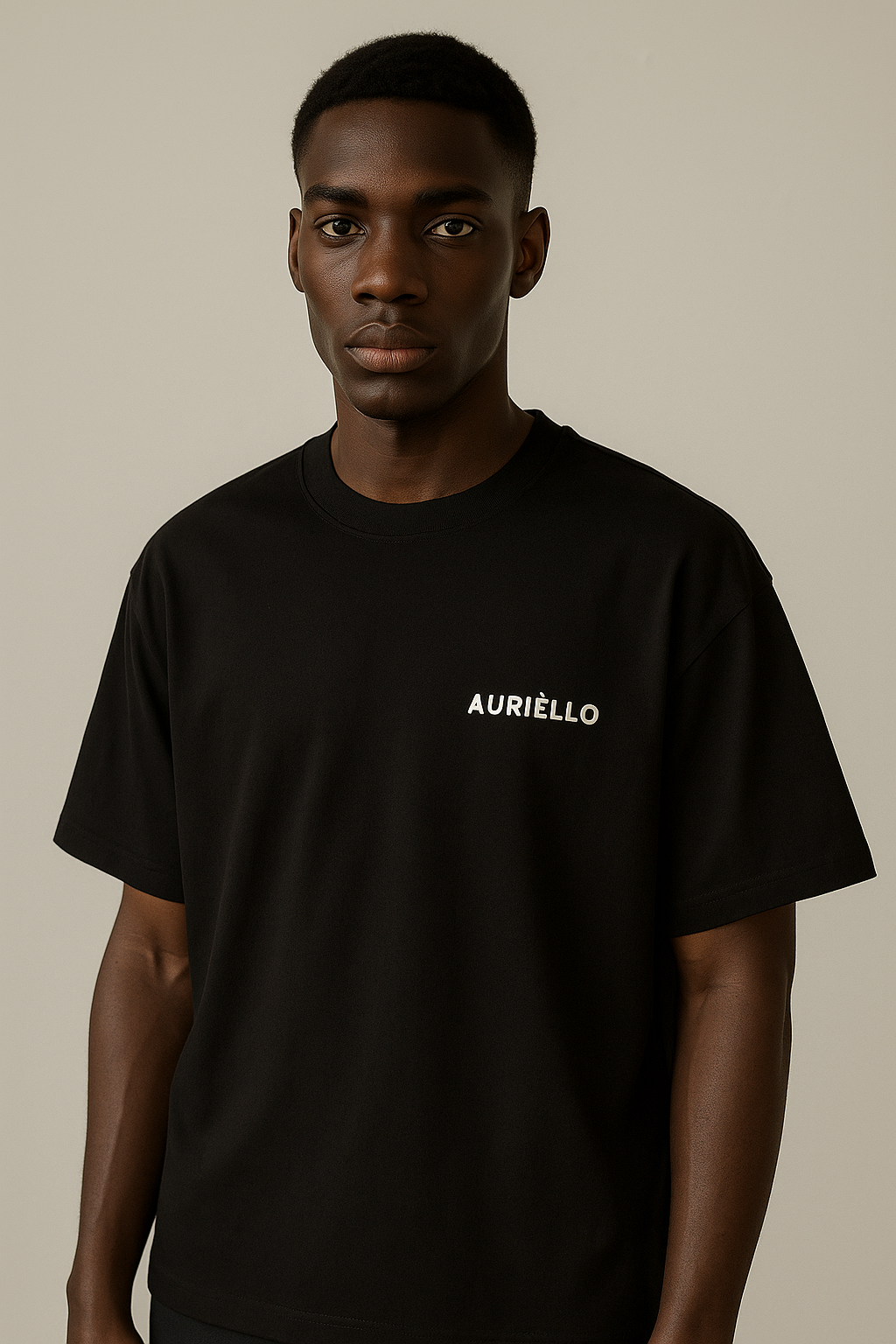 AURIÈLLO | OVERSIZED | OFF-WHITE POCKET LOGO TEE