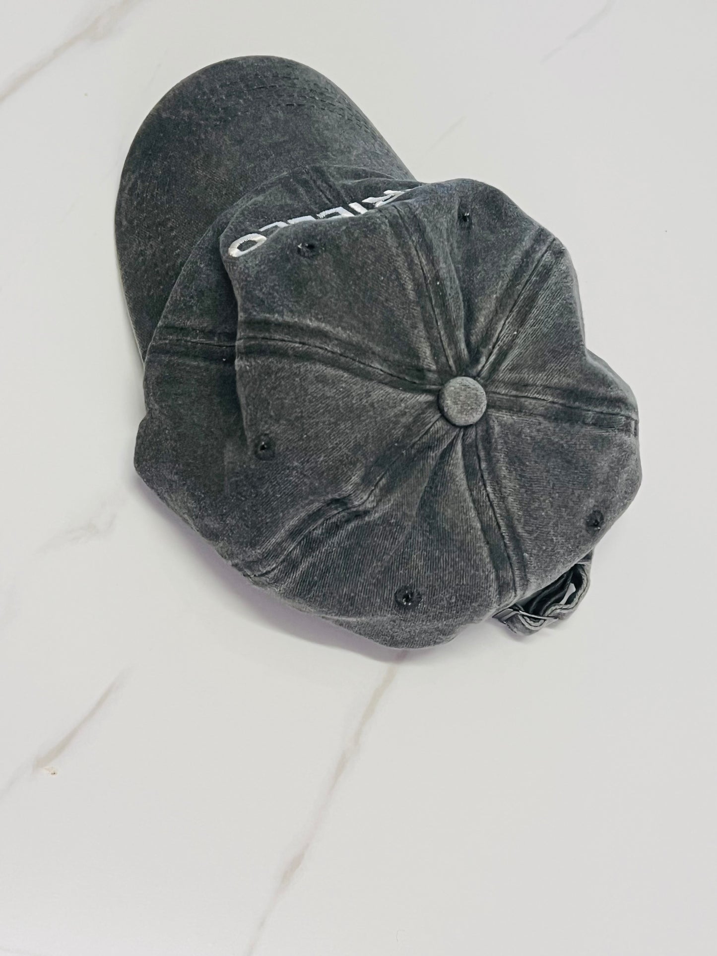 AURIÈLLO Washed Denim Cap — Olive