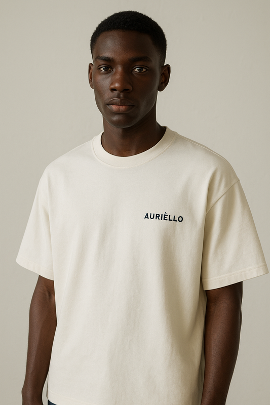 AURIÈLLO | OVERSIZED | OFF-WHITE POCKET LOGO TEE