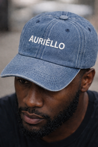 AURIÈLLO Denim Cap — Blue